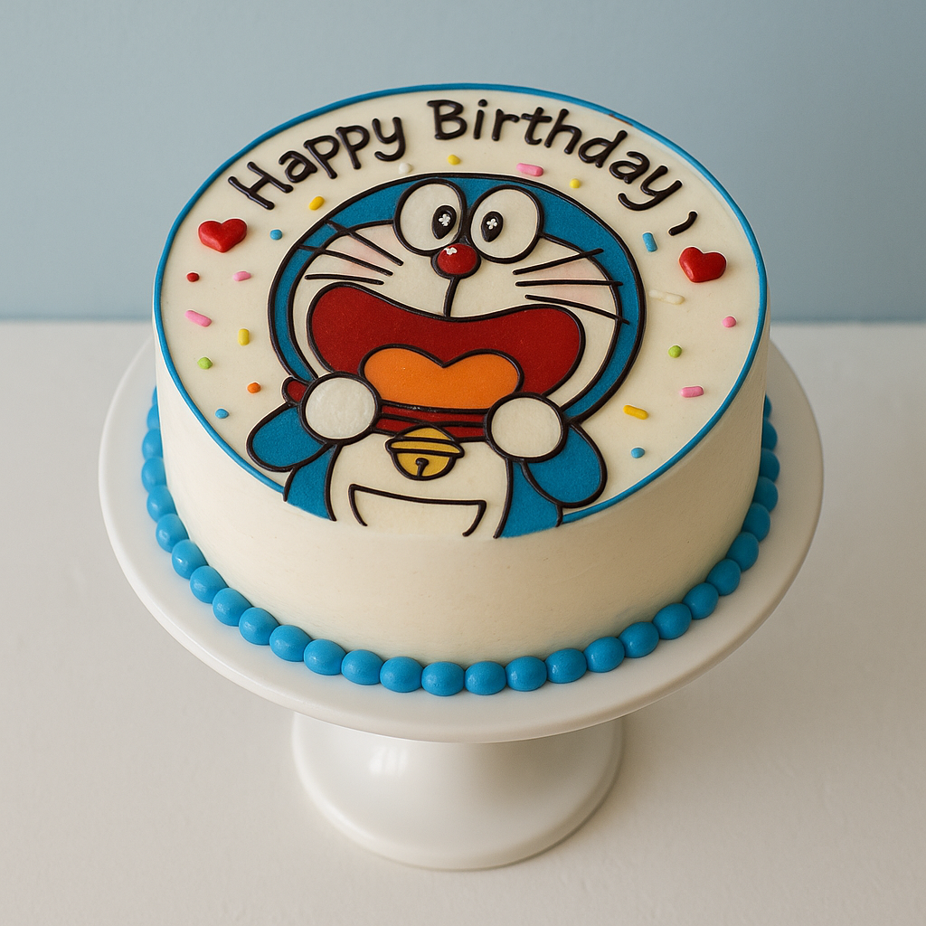 Doraemon Birthday Vanilla Cake