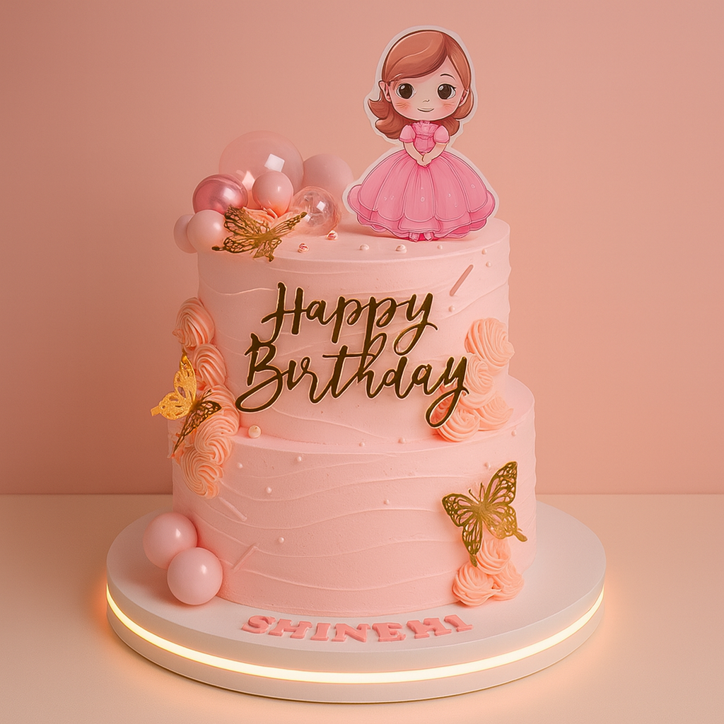 Pink Princess Butterfly Birthday Cake