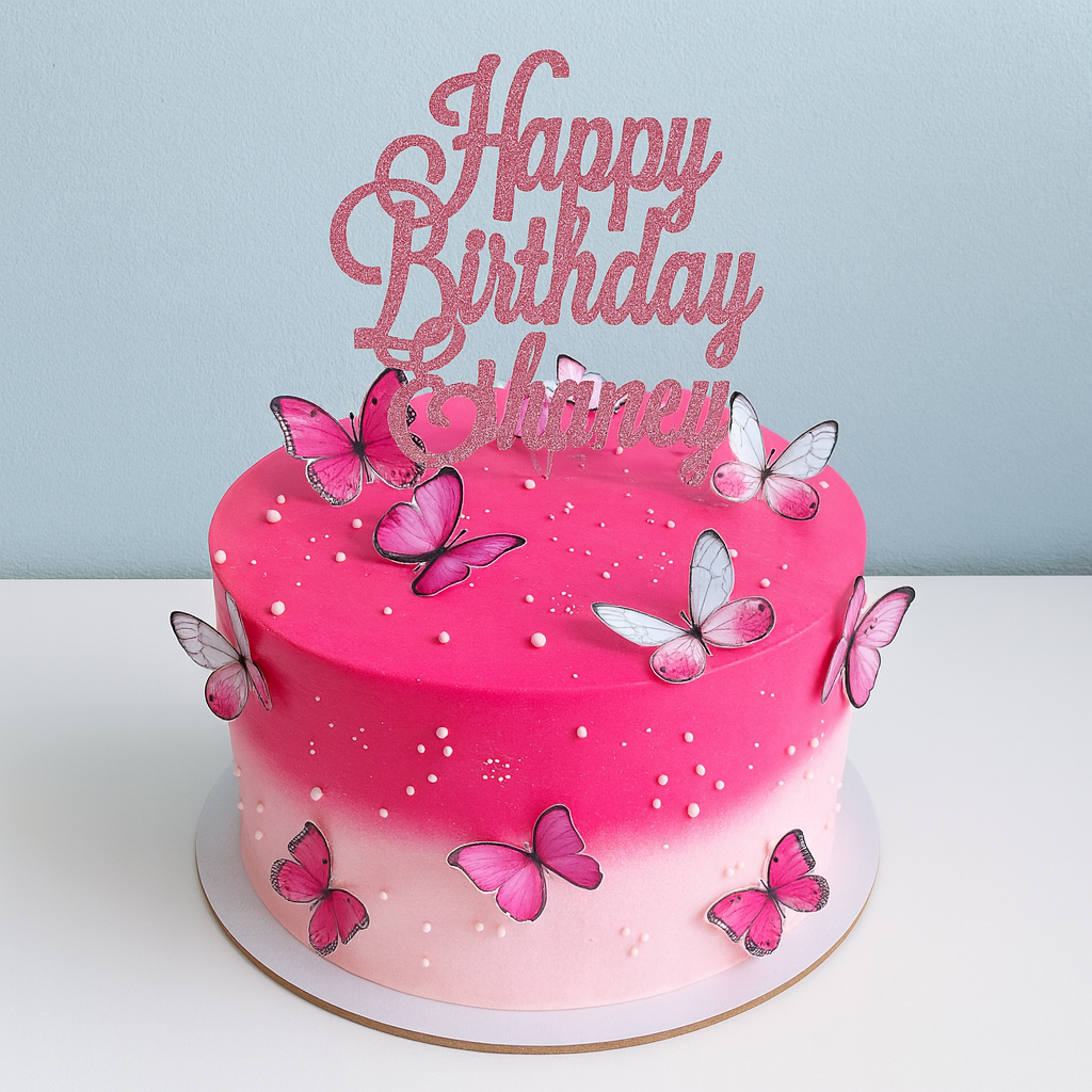 Pink Butterfly Fantasy Strawberry Cake