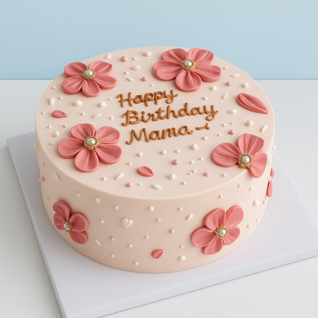 Elegant Pink Floral For Mom Birthday Cake