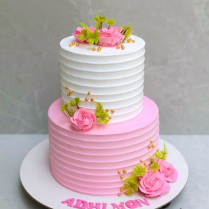 Elegant Pink & White Floral Cake