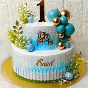 Royal Blue & Gold Birthday Cake