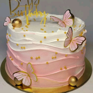 Pink & Gold Butterfly Bliss Birthday Cake