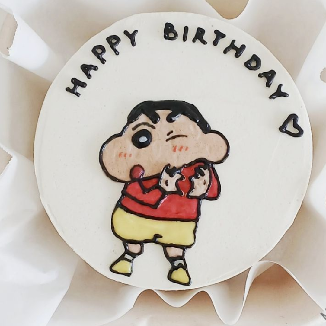 Cute Shinchan Mini Birthday White Cream Cake