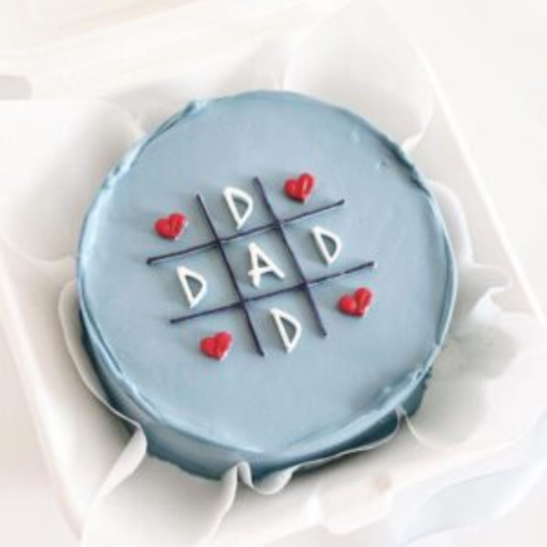 Tic-Tac-Toe Dad Blue Rosette Cake