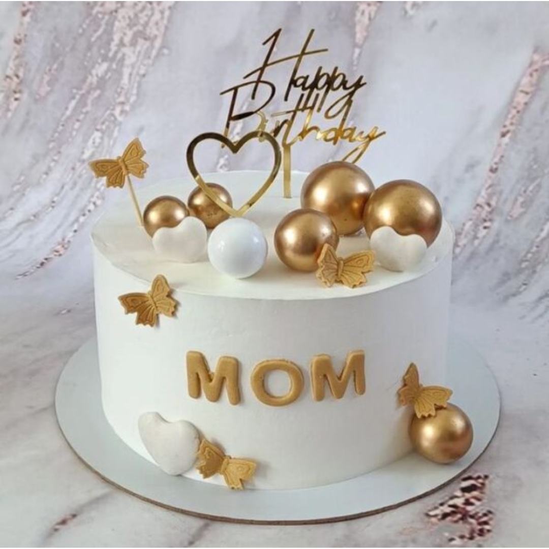 Golden Elegance Mom White Forest Cake