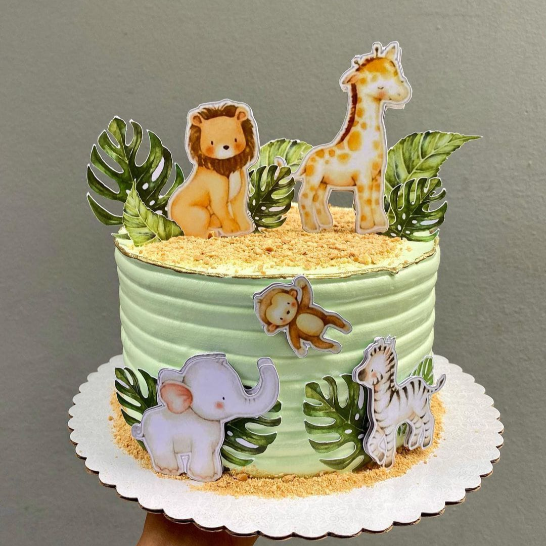 Cute Jungle Animal Birthday Pineapple Cake