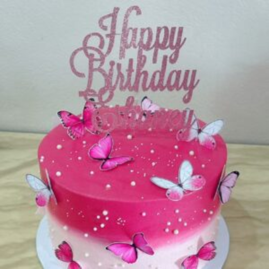 Pink Butterfly Fantasy Strawberry Cake