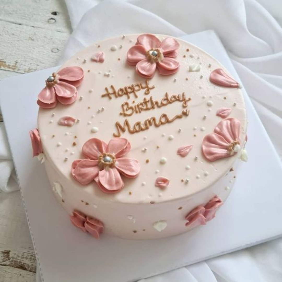Elegant Pink Floral For Mom Birthday Cake