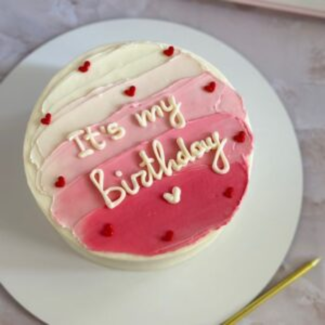 Pink Ombre Minimal Birthday Cake