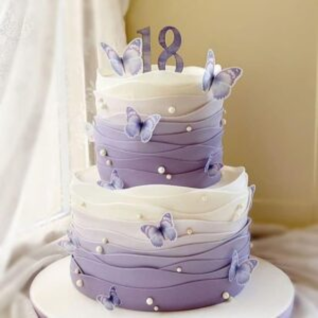 Lavender Butterfly Birthday Cake