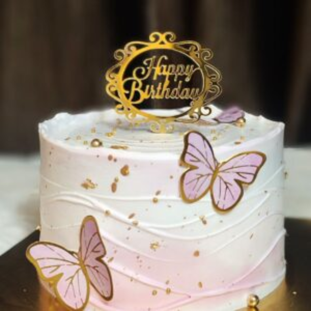 Golden Butterfly Birthday Cake