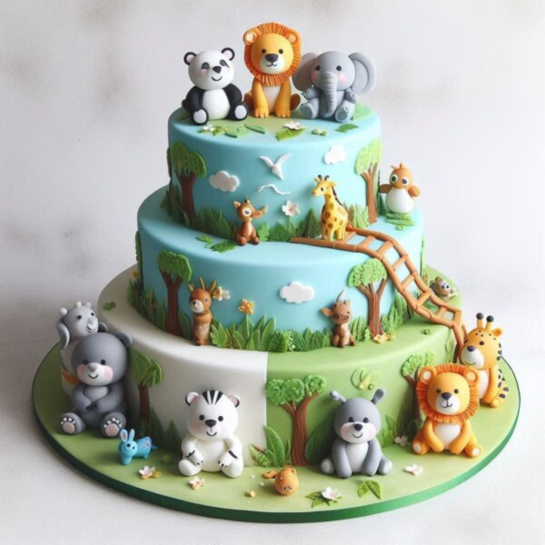 Jungle Safari Animals Fornite Birthday Cake