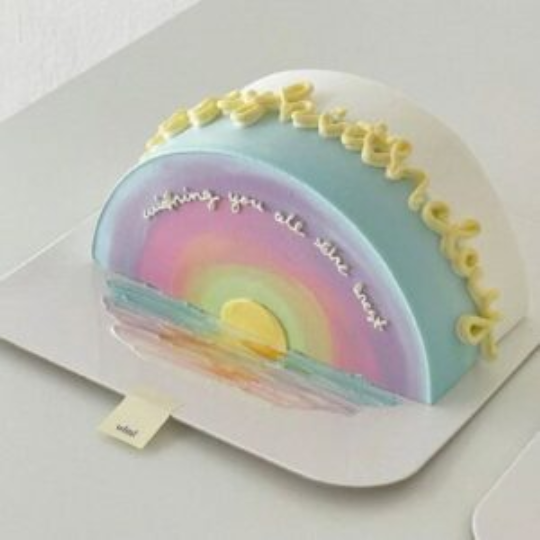 Pastel Rainbow Sunset Cake