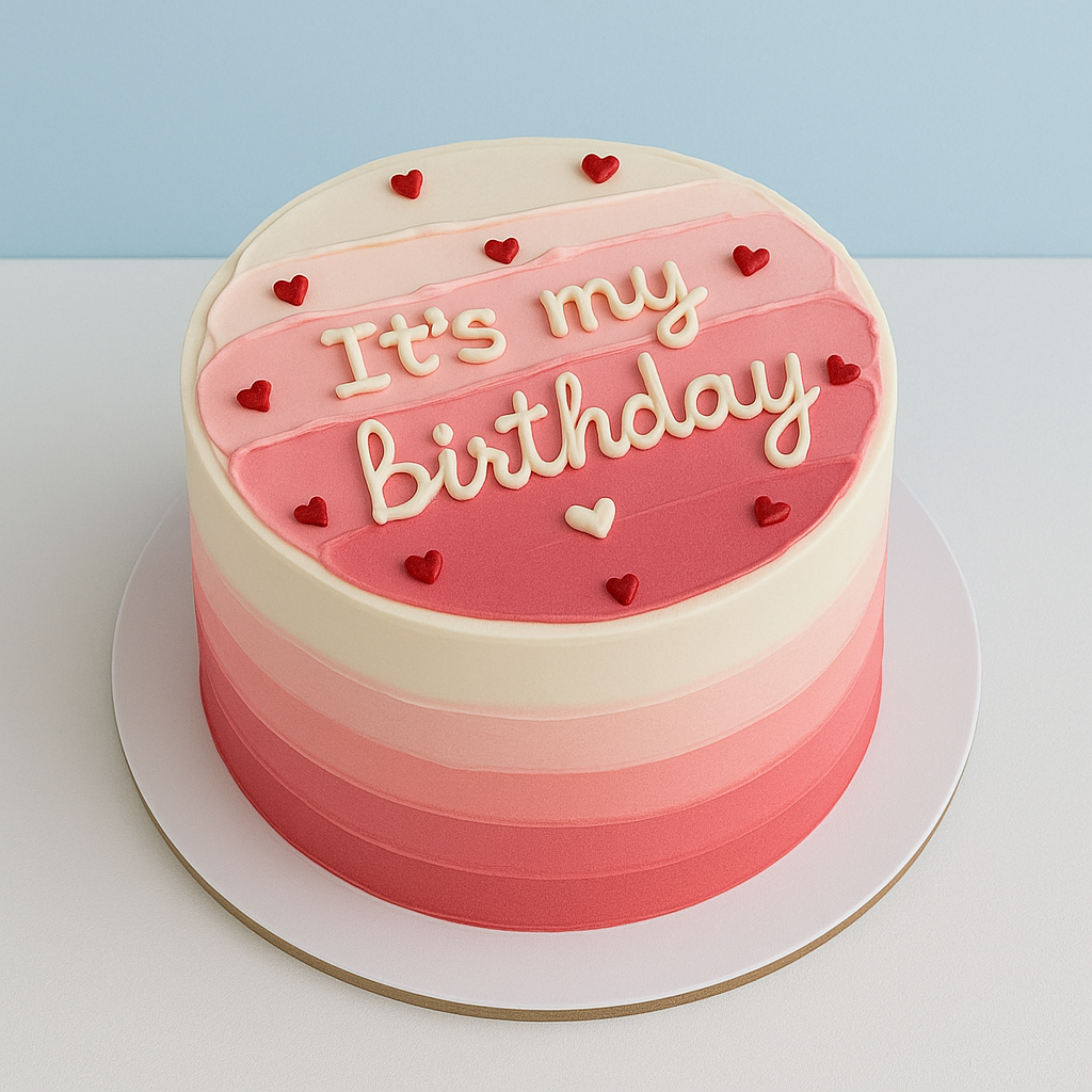 Pink Ombre Minimal Birthday Cake
