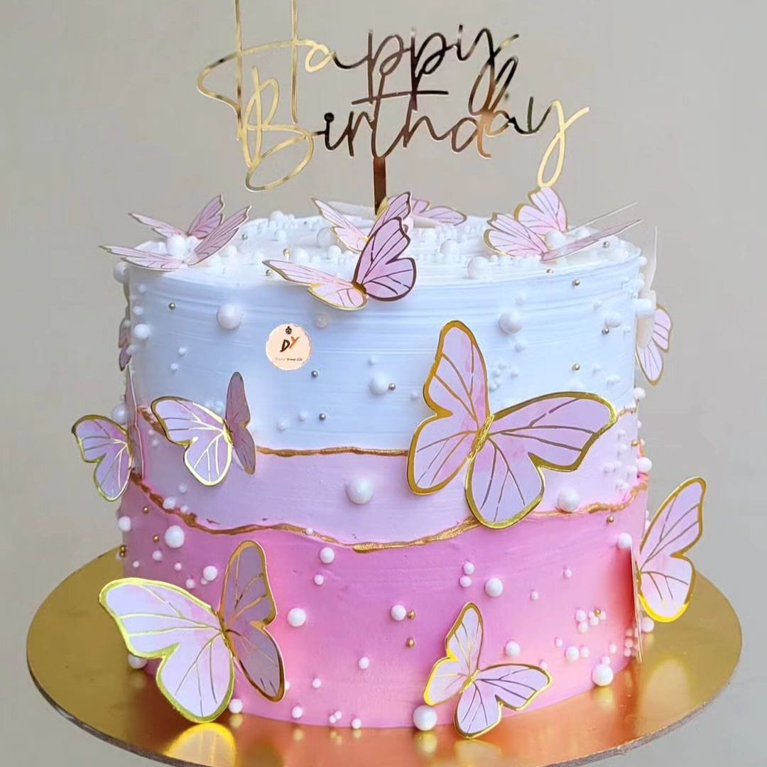 Pastel Butterfly Classic Vanilla Cake