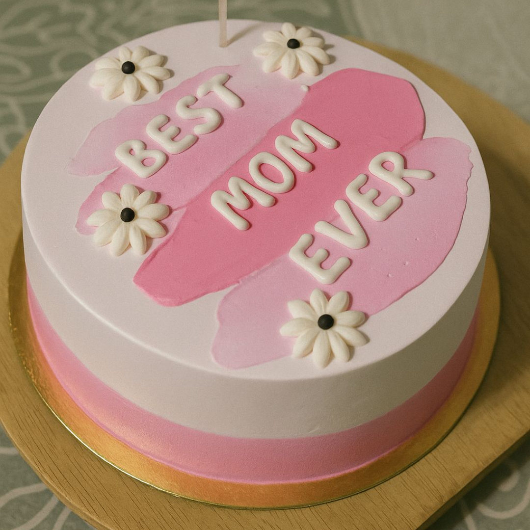 Best Mom Ever Pink Daisy Strawberry Cake