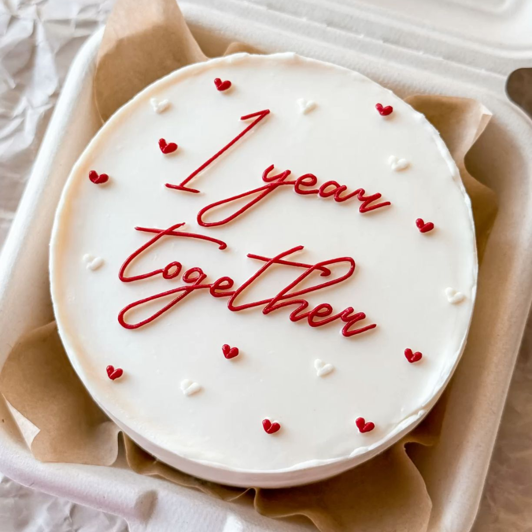 1 Year Together Minimal Vanilla Cake
