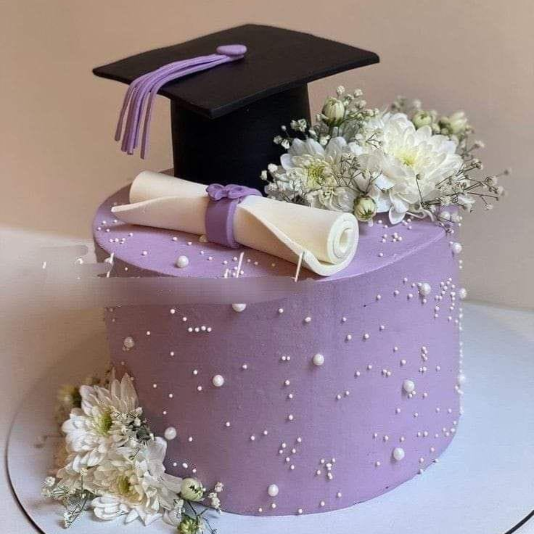 Elegant Lavender Graduation Blueberry Cake