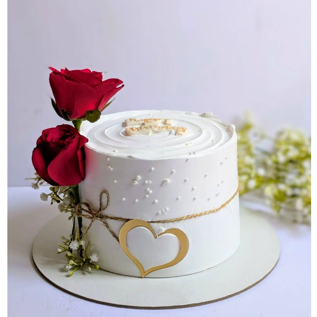 Eternal Love Rose White Cream Cake