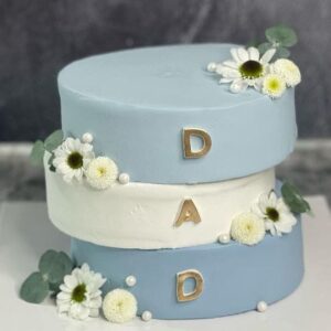 Blue & White Floral Dad Cake
